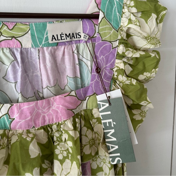 Alemais Elora Patchwork Tiered Midi Dress Sz 0 - Picture 4 of 8